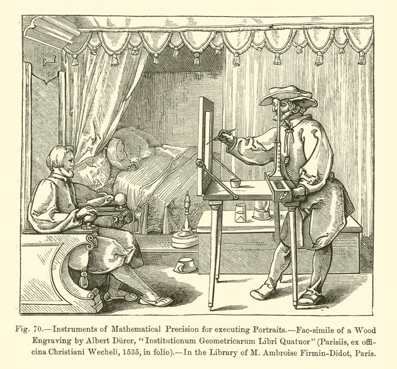 Instrumentos de Precisión Matemática para ejecutar Retratos de French School