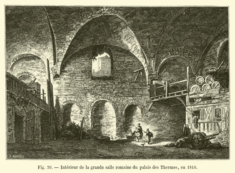 Interior de la gran sala romana del palacio de los Baños, en 1810 de French School