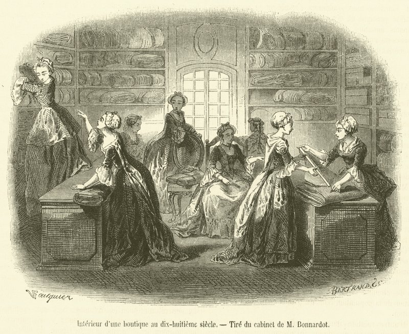 Interior de una tienda en el siglo XVIII de French School