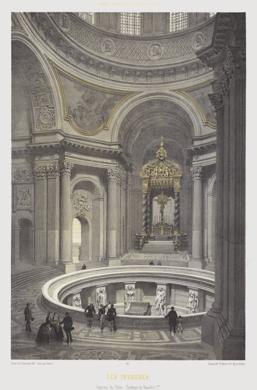 Interior de la cúpula y tumba de Napoleón I, Les Invalides, París de French School