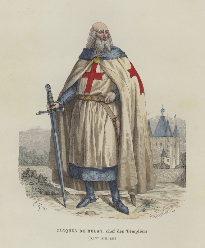 Jacques de Molay, último Gran Maestre de los Caballeros Templarios, siglo XIV de French School