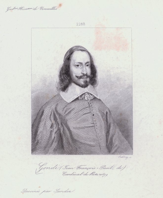 Jean François Paul de Gondi, Cardenal de Retz, clérigo francés y agitador en la guerra civil de la Fronda (grabado) de French School