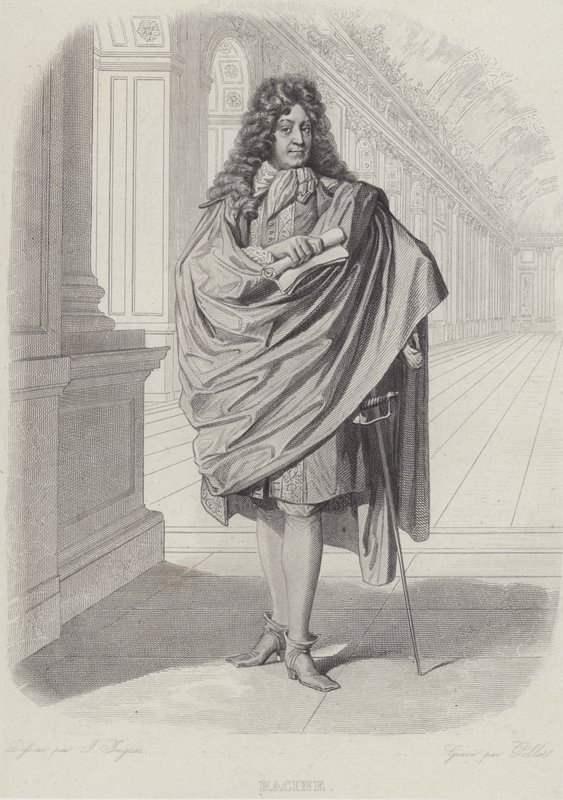 Jean Racine, dramaturgo francés, en el Salón de los Espejos en Versalles de French School