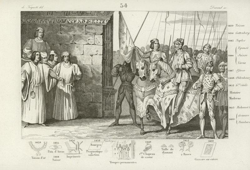 Juana de Arco llega a Reims para asistir a la coronación de Carlos VII de Francia, 1429 de French School