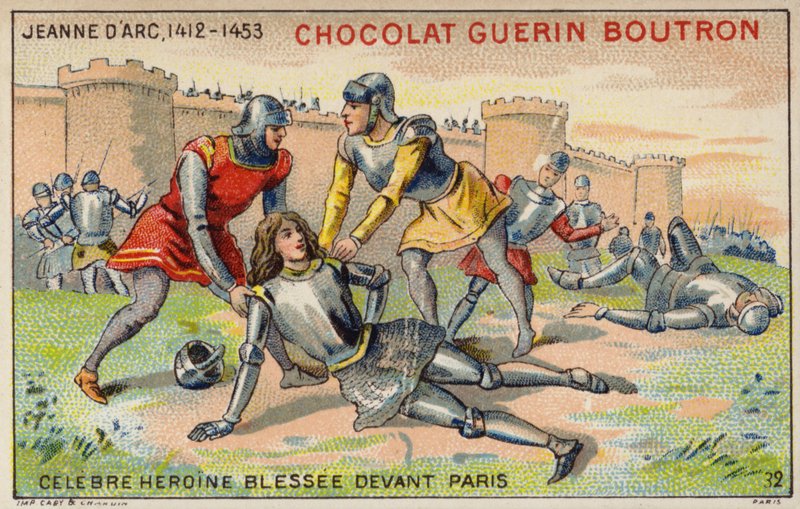 Juana de Arco herida ante las murallas de París de French School