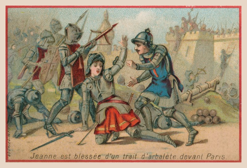 Juana de Arco herida por un virote de ballesta ante París de French School