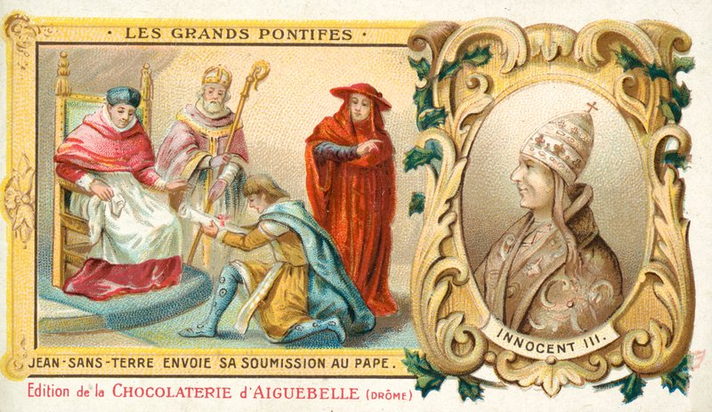 Juan, Rey de Inglaterra, envía su sumisión al Papa Inocencio III, 1213 de French School