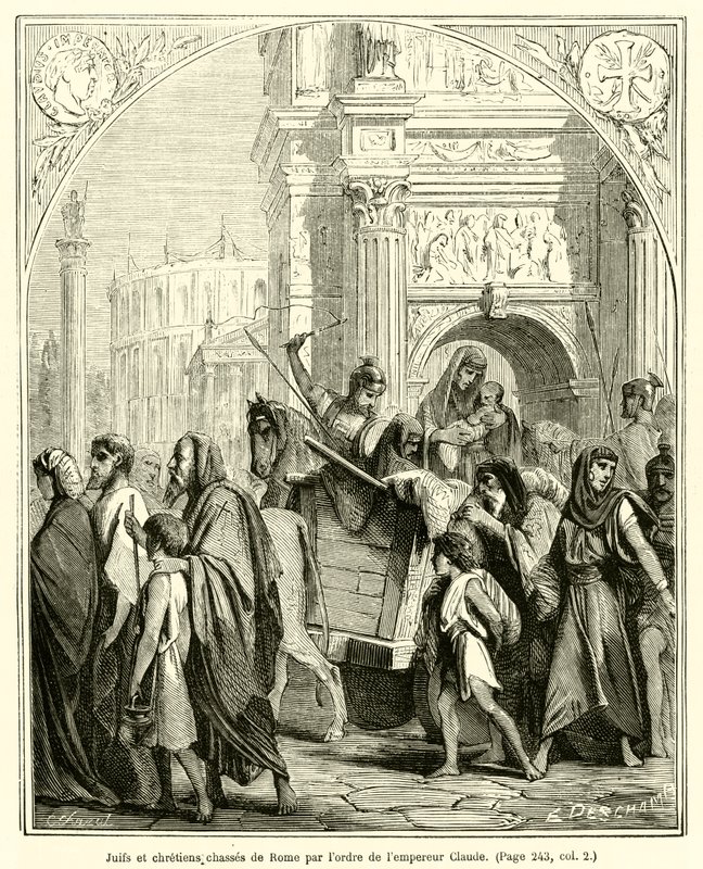 Judíos y cristianos expulsados de Roma por orden del emperador Claudio de French School