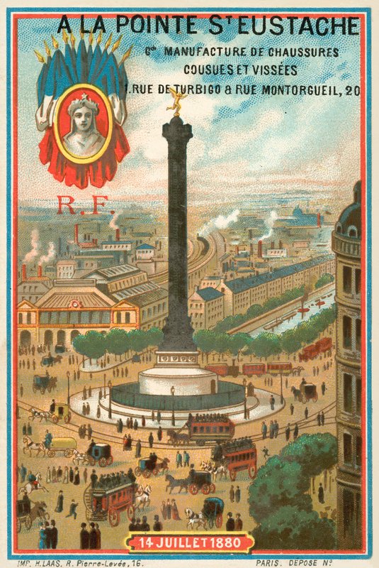 Columna de Julio conmemorando la Revolución Francesa de 1830, París (cromolitografía) de French School