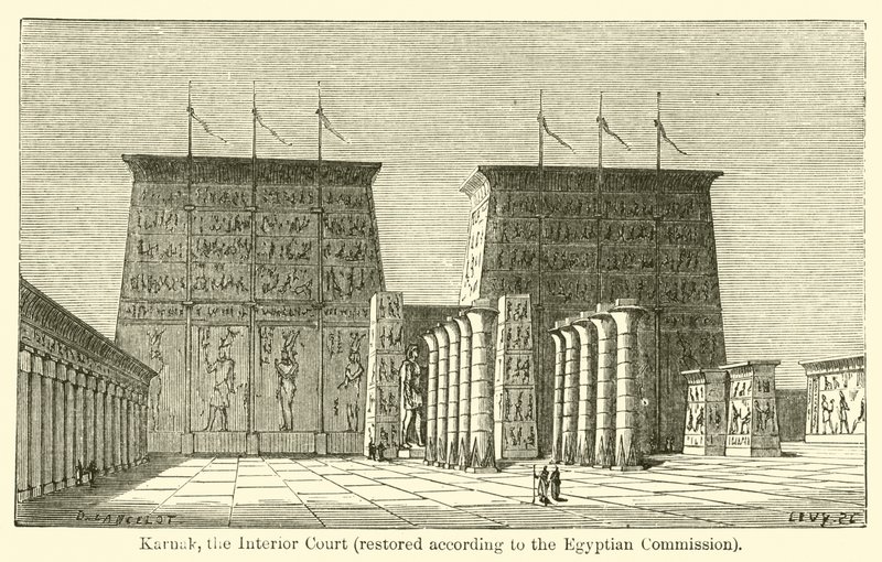 Karnak, el Patio Interior, restaurado según la Comisión Egipcia de French School