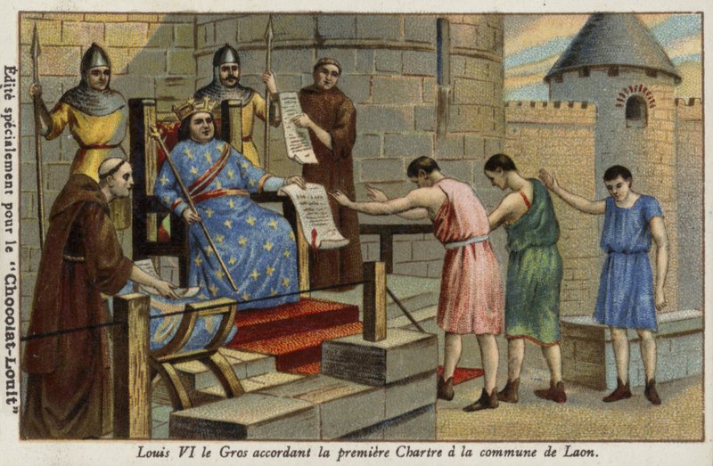 El rey Luis VI de Francia otorgando la primera carta a la ciudad de Laon, 1128 de French School