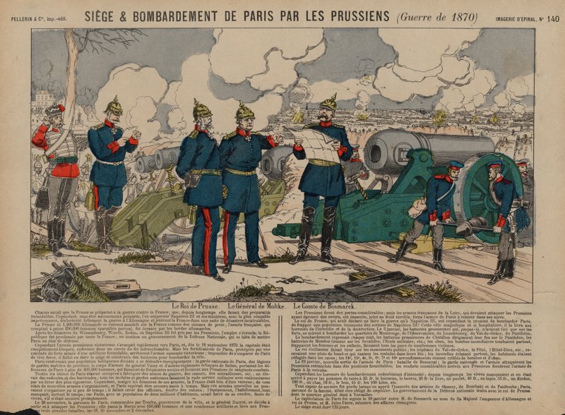 Rey Guillermo I de Prusia, Otto von Bismarck y el Mariscal de Campo Helmuth von Moltke en el Sitio de París, Guerra Franco-Prusiana de French School
