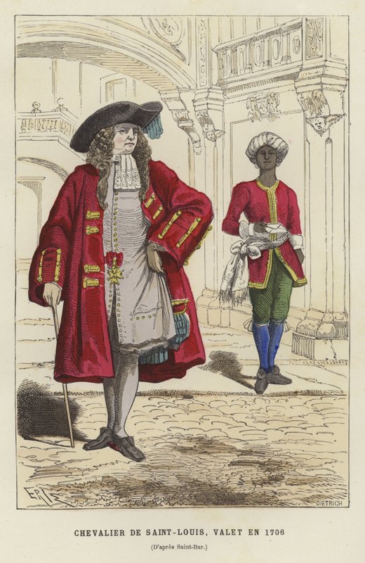 Caballero de la Orden de San Luis, y un sirviente, 1706 de French School