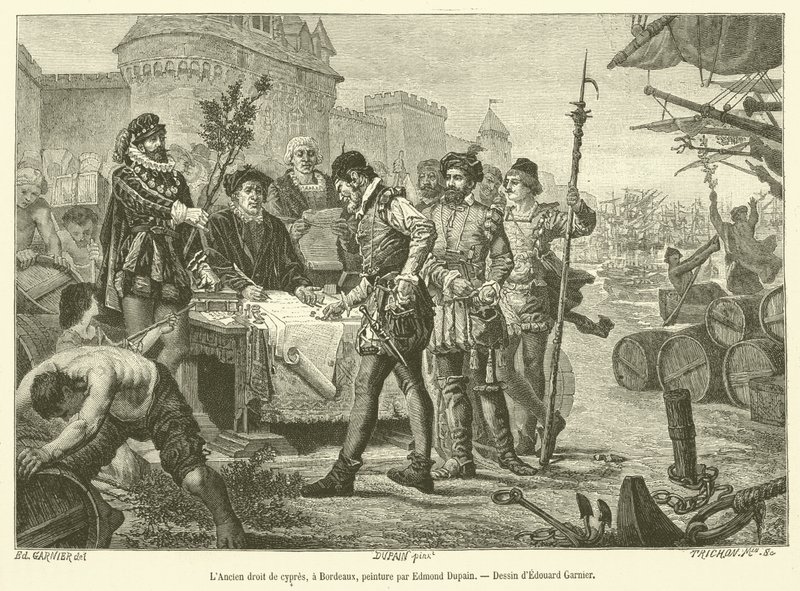 El Antiguo derecho de cipreses, en Burdeos de French School