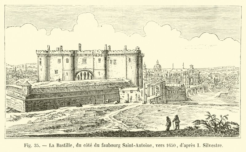 La Bastilla, del lado del faubourg Saint-Antoine, hacia 1650, según I. Silvestre de French School
