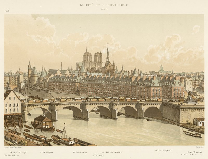 La Cité y el Pont-Neuf, 1665 de French School