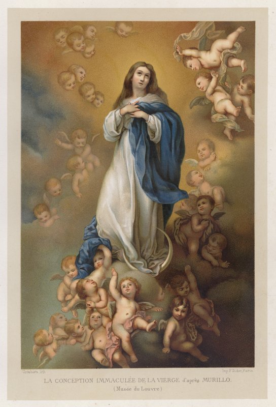 La Inmaculada Concepción de la Virgen según Murillo, Museo del Louvre (cromolito) de French School