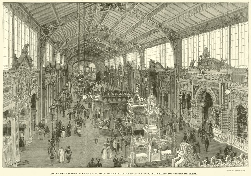 La Gran Galería Central, llamada Galería de Treinta Metros, en el Palacio del Champ de Mars de French School