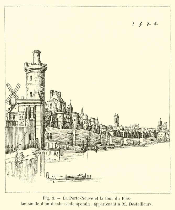 La Porte-Neuve y la torre del Bosque; facsímil de un dibujo contemporáneo, perteneciente a M Destailleurs de French School
