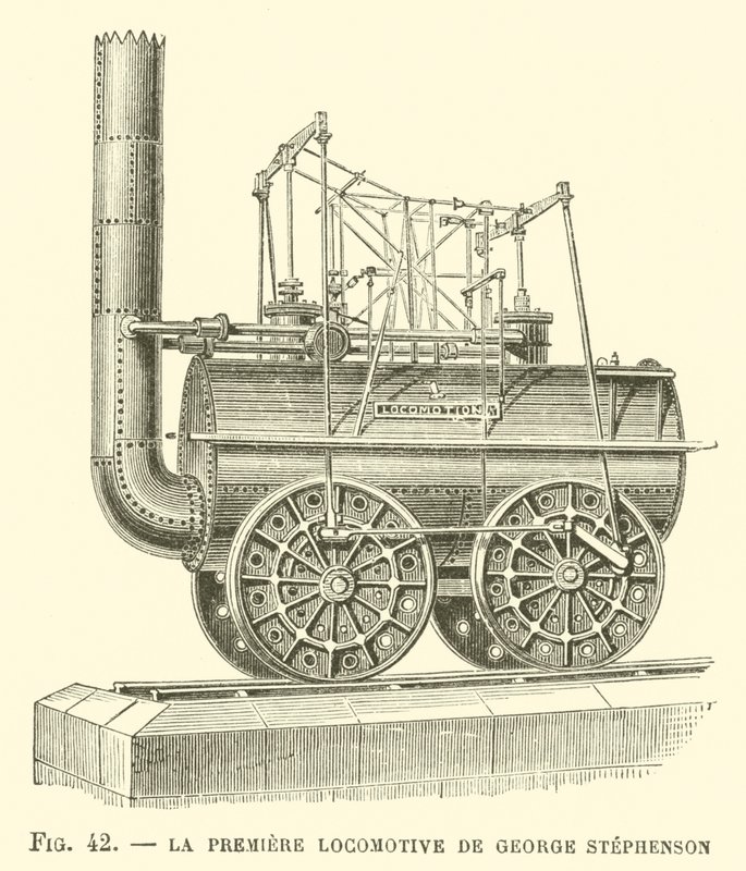 La primera locomotora de George Stephenson de French School