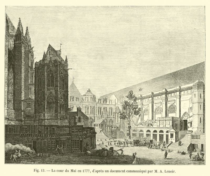 El patio del Mai en 1777, según un documento comunicado por M. A. Lenoir de French School