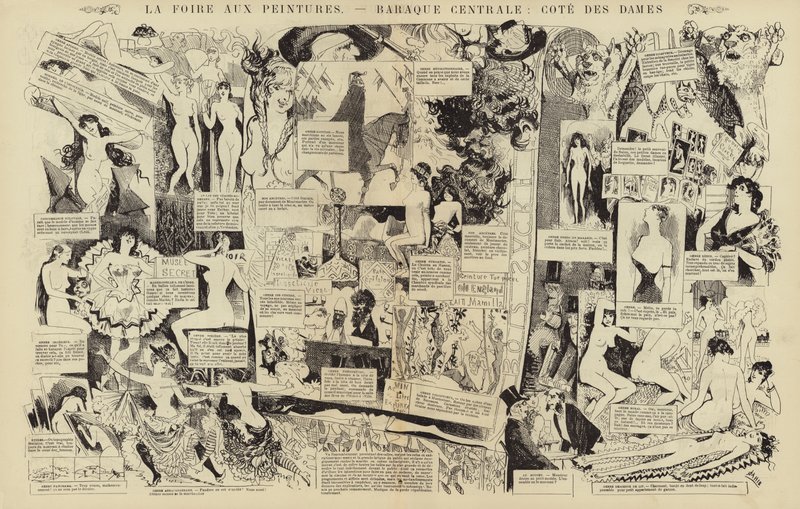 La feria de las pinturas, Barraca central, lado de las damas (grabado) de French School