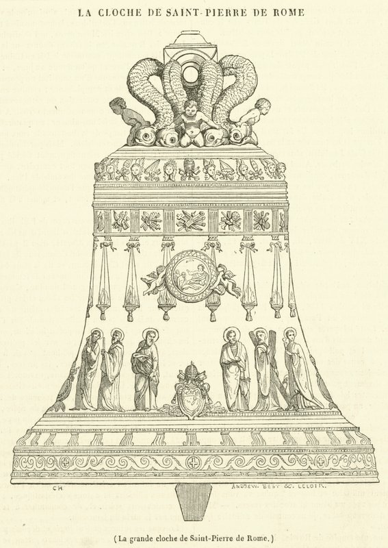 La gran campana de San Pedro en Roma (grabado) de French School