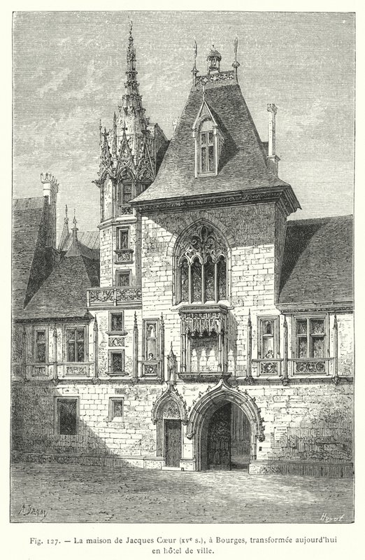 La casa de Jacques Coeur, siglo XV, en Bourges, transformada hoy en ayuntamiento de French School