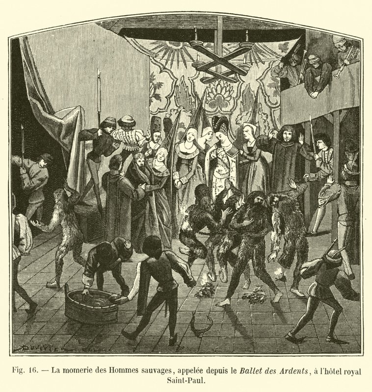 La momería de los Hombres Salvajes, llamada desde entonces el Ballet de los Ardientes, en el hotel real Saint-Paul de French School