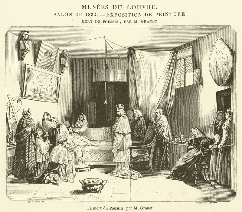 La muerte de Poussin (grabado) de French School