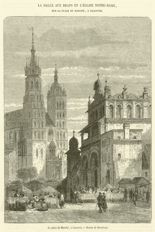 La plaza del Mercado, en Cracovia de French School