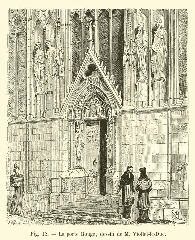 La puerta Roja, dibujo de M Viollet-le-Duc de French School