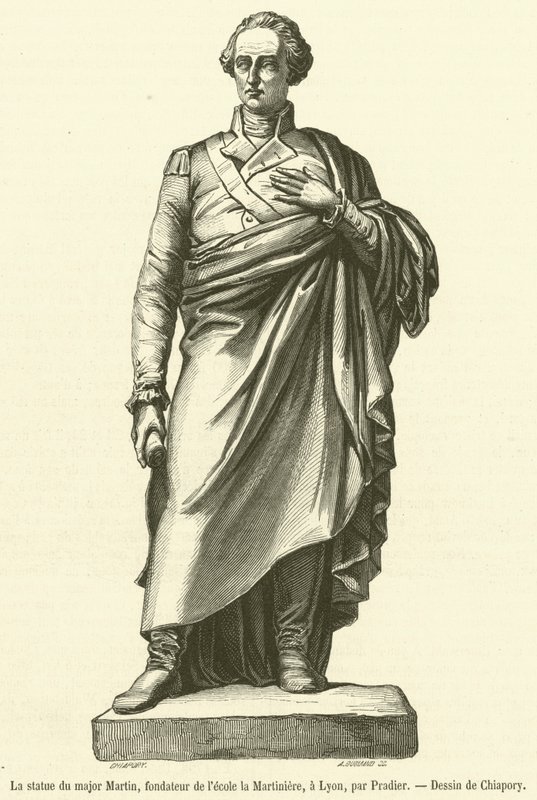 La estatua del mayor Martin, fundador de la escuela la Martiniere, en Lyon de French School