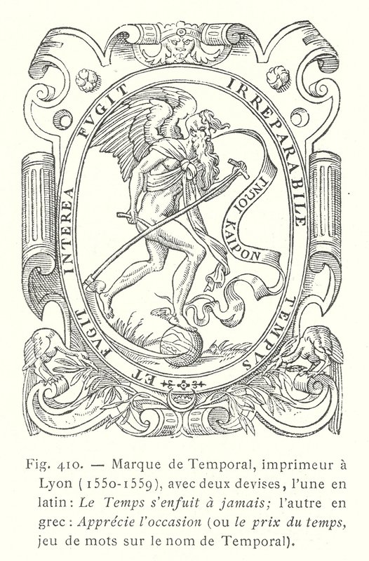 Etiqueta de Jean Temporal, impresor francés de Lyon de French School