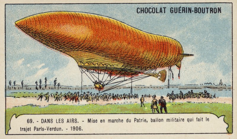 Lanzamiento del dirigible militar Patrie, que realizó el vuelo de París a Verdún de French School
