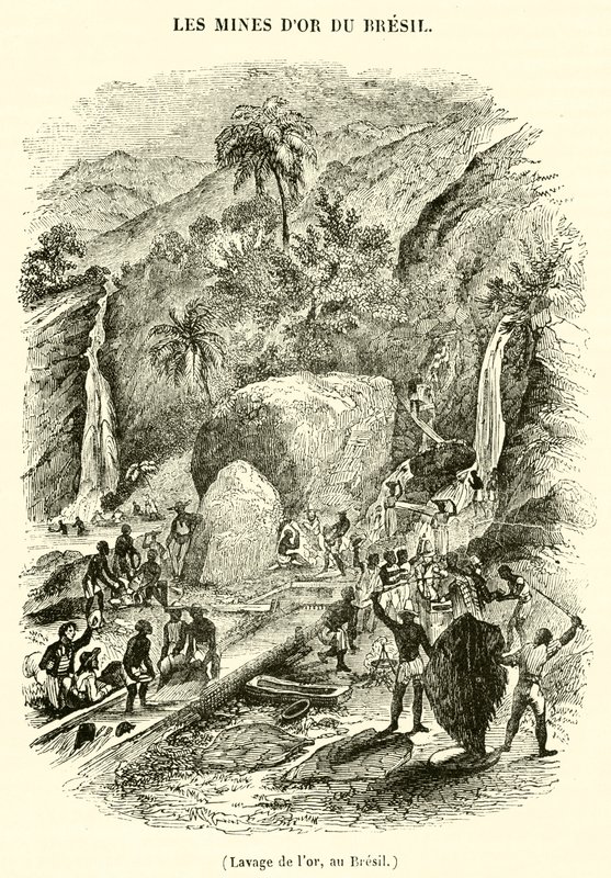 Lavado de oro, en Brasil (grabado) de French School