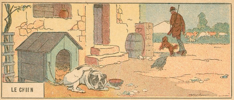 Le Chien (litografía en color) de French School