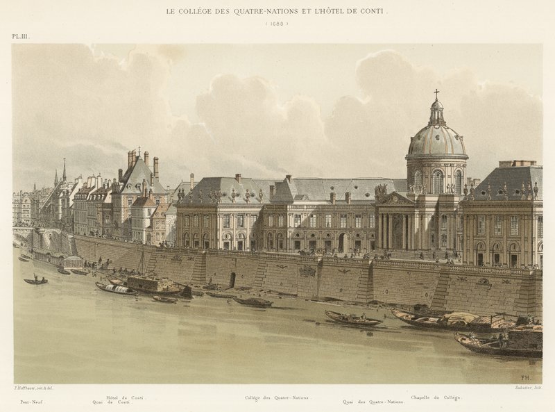 El Colegio de las Cuatro Naciones y el Hotel de Conti, 1689 de French School