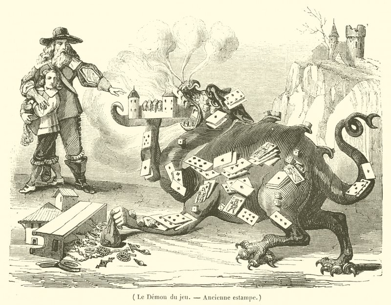 Le Demon du jeu (grabado) de French School