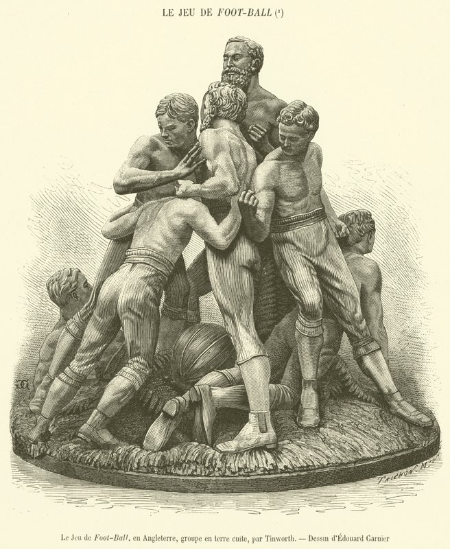 El Juego de Fútbol, en Inglaterra, grupo en terracota de French School