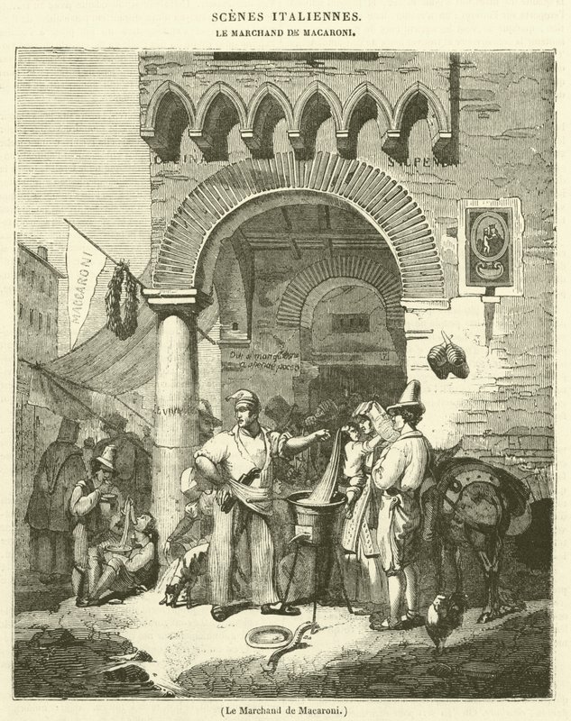 Le Marchand de Macaroni (grabado) de French School