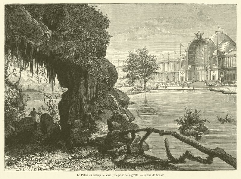 El Palacio del Campo de Marte, vista desde la gruta de French School