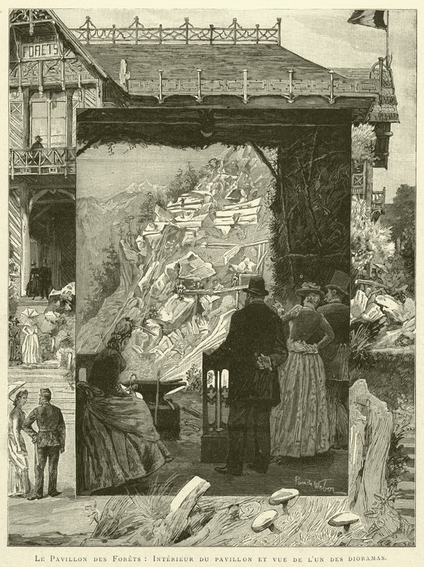 El Pabellón de los Bosques, Interior del pabellón y vista de uno de los dioramas de French School