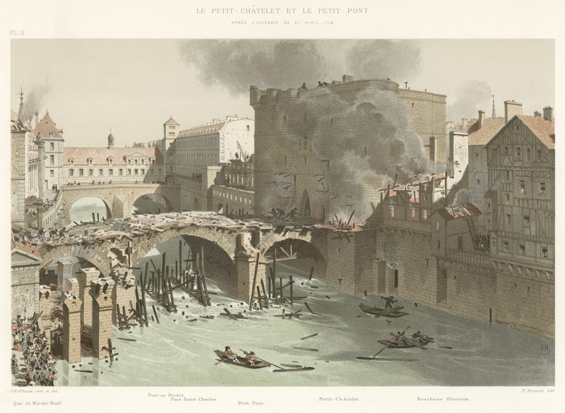 El Pequeño Chatelet y el Pequeño Puente, Después del Incendio del 27 de abril de 1718 de French School