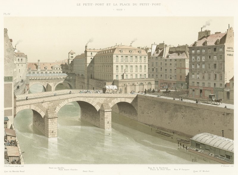 El Pequeño Puente y la Plaza del Pequeño Puente, 1830 de French School