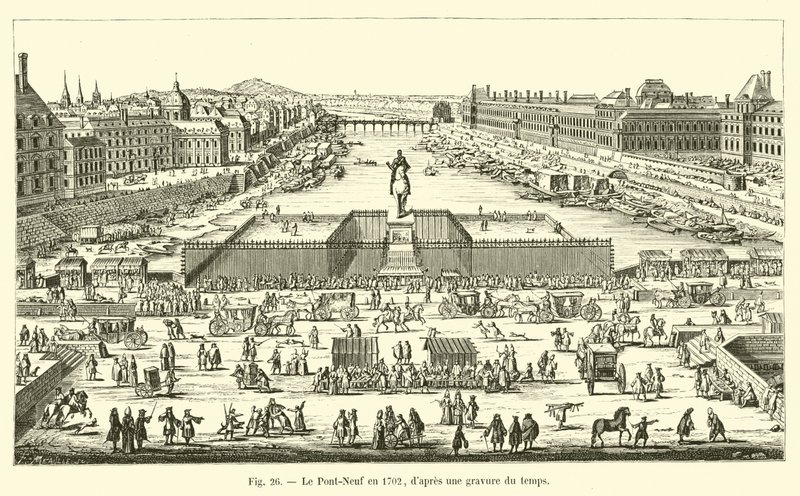 El Pont-Neuf en 1702, según un grabado de la época de French School