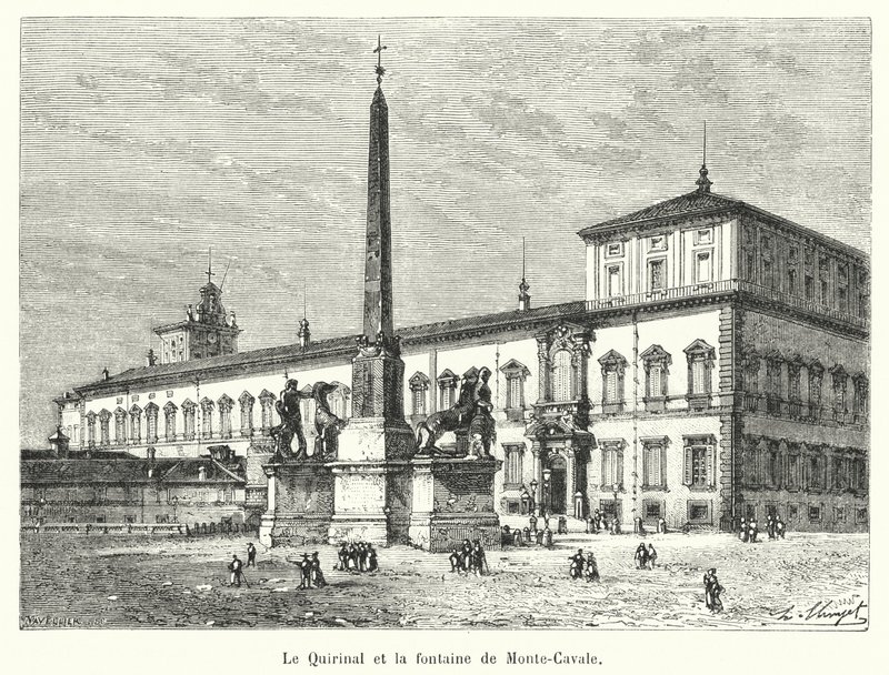 El Quirinal y la fuente de Monte-Cavallo de French School