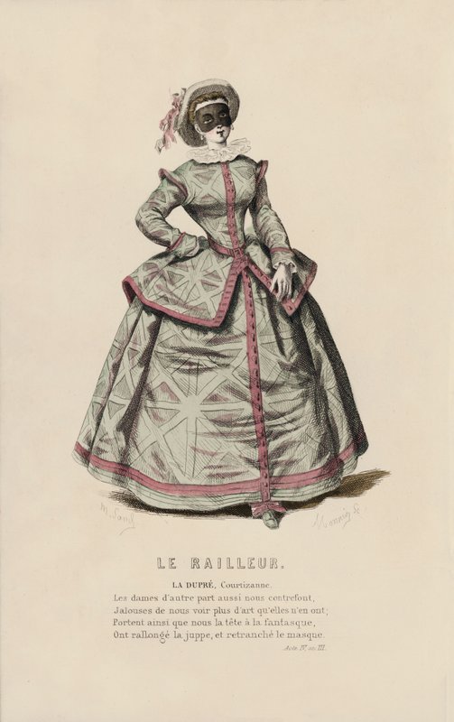 Le Railleur, La Dupre, Courtizanne (grabado coloreado) de French School
