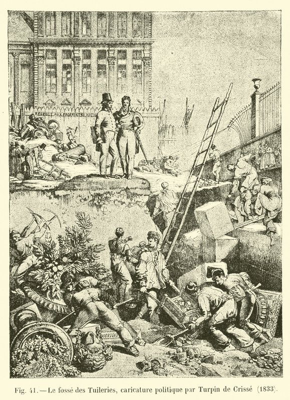El foso de las Tullerías, caricatura política por Turpin de Crissé, 1833 de French School