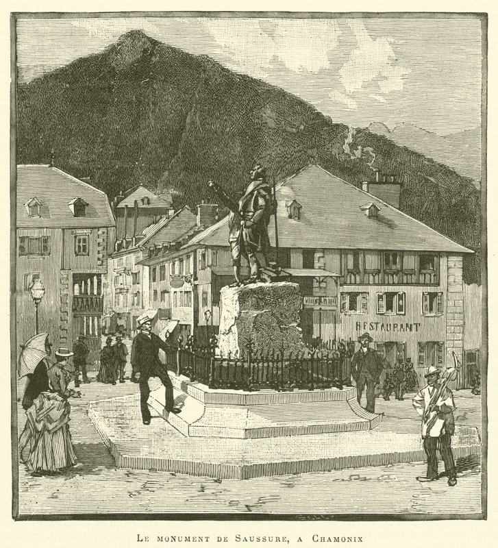 El monumento de Saussure, en Chamonix de French School